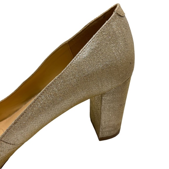 BADGLEY MISCHKA AMERICAN GLAMOUR Champagne Golden Chunky High Heels Shoes sz 12 - Picture 10 of 16